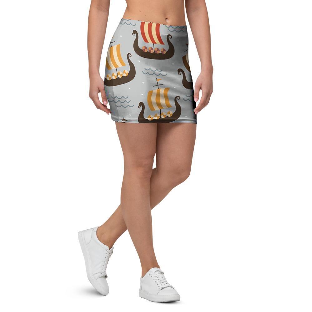 Viking Drakkar Ship Mini Skirt-grizzshop