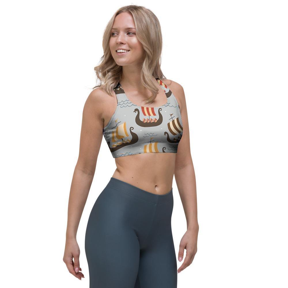 Viking Drakkar Ship Sports Bra-grizzshop