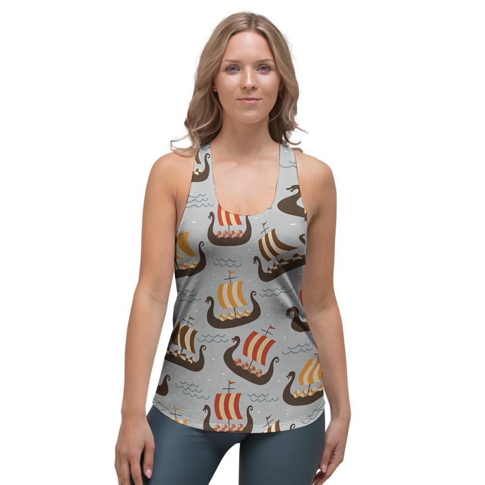 Viking Drakkar Ship Women's Racerback Tank Top-grizzshop