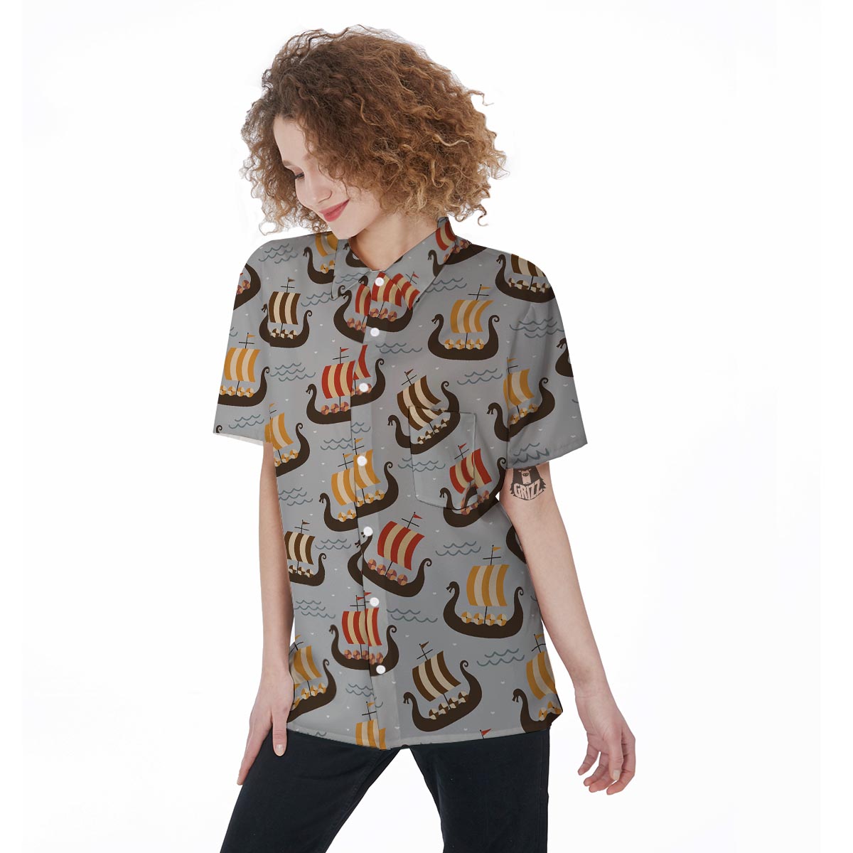 Viking Drakkar Ship Women's Short Sleeve Shirts-grizzshop