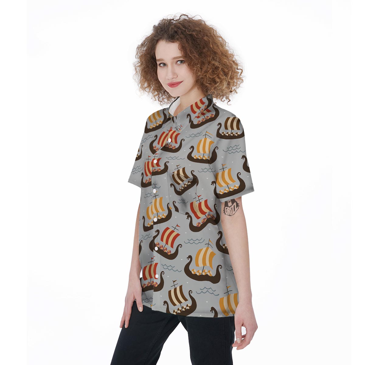 Viking Drakkar Ship Women's Short Sleeve Shirts-grizzshop