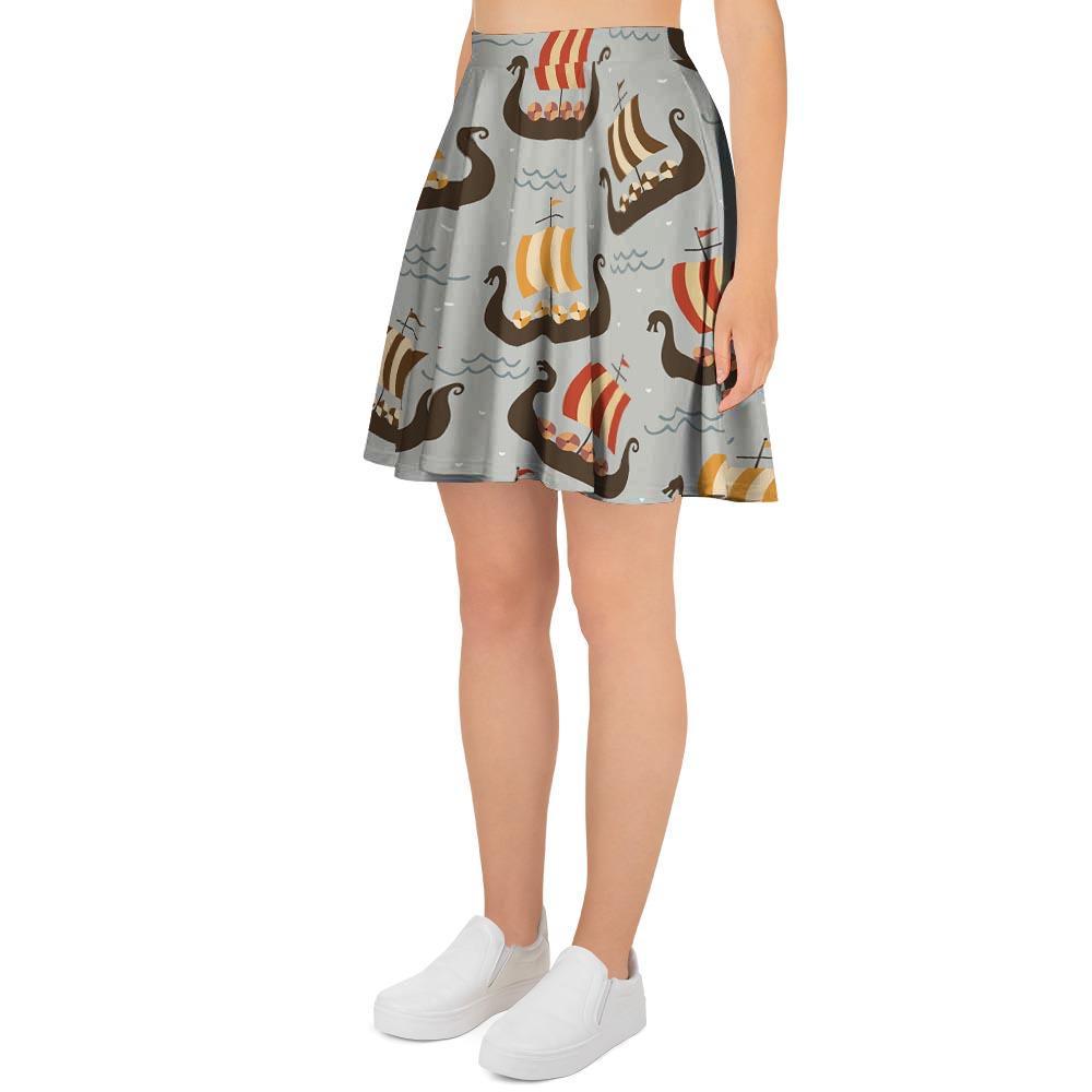 Viking Drakkar Ship Women's Skirt-grizzshop