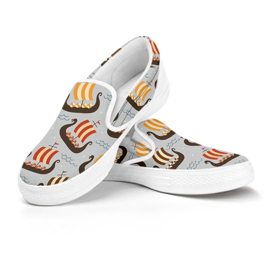 Viking Drakkar Ship Women's Slip On Sneakers-grizzshop