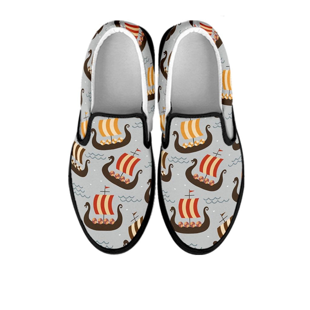 Viking Drakkar Ship Women's Slip On Sneakers-grizzshop