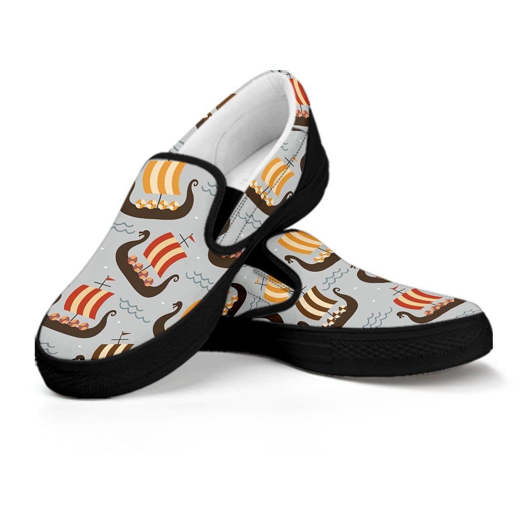 Viking Drakkar Ship Women's Slip On Sneakers-grizzshop