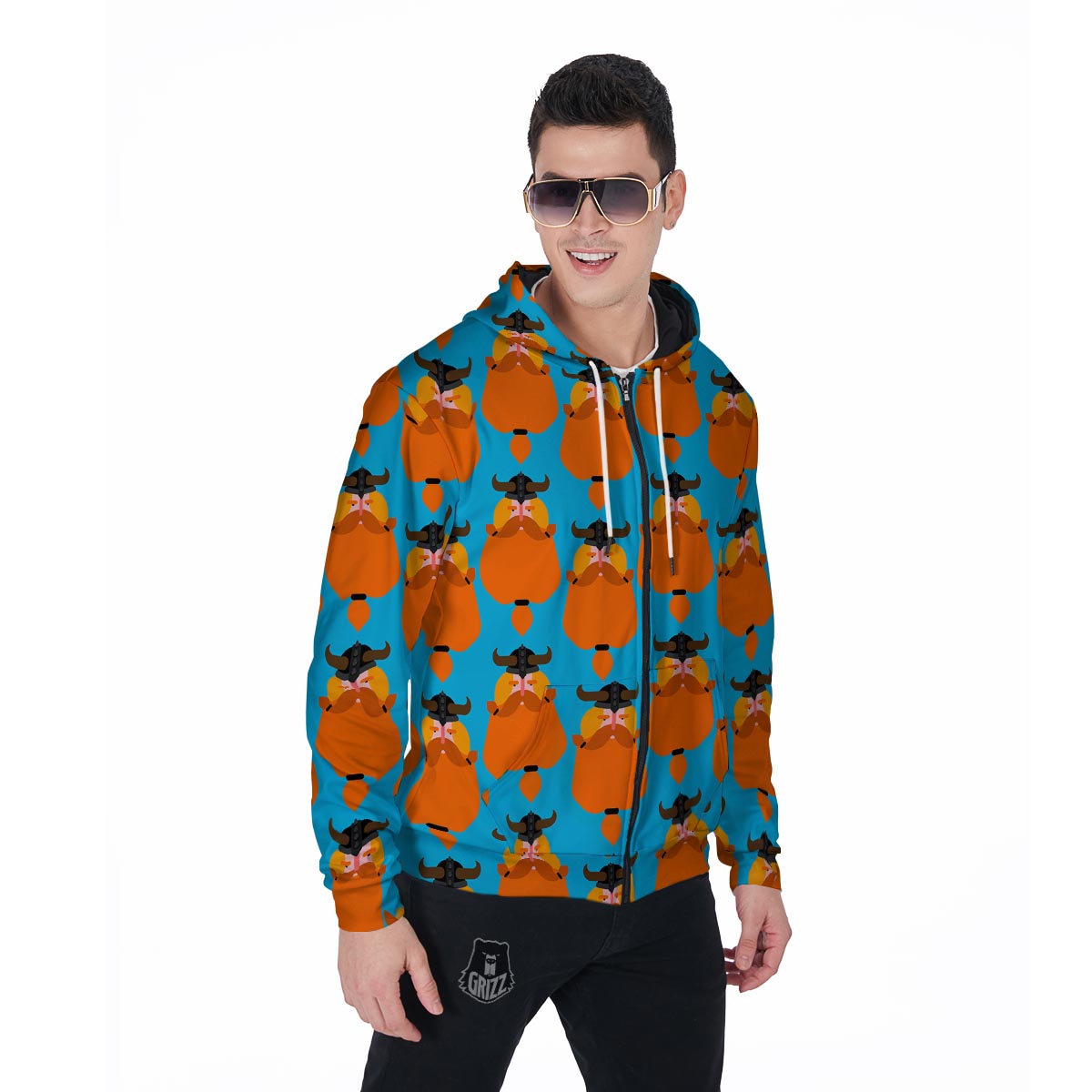 Viking Gnome Men's Zip Up Hoodie-grizzshop