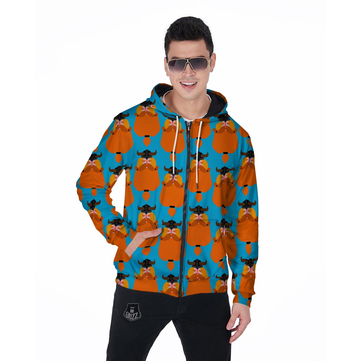 Viking Gnome Men's Zip Up Hoodie-grizzshop