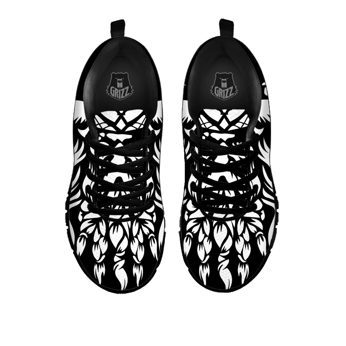 Viking God Odin White And Black Print Black Sneaker-grizzshop