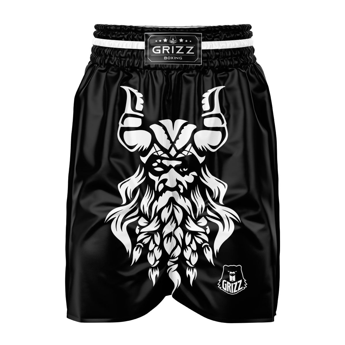 Viking God Odin White And Black Print Boxing Shorts-grizzshop