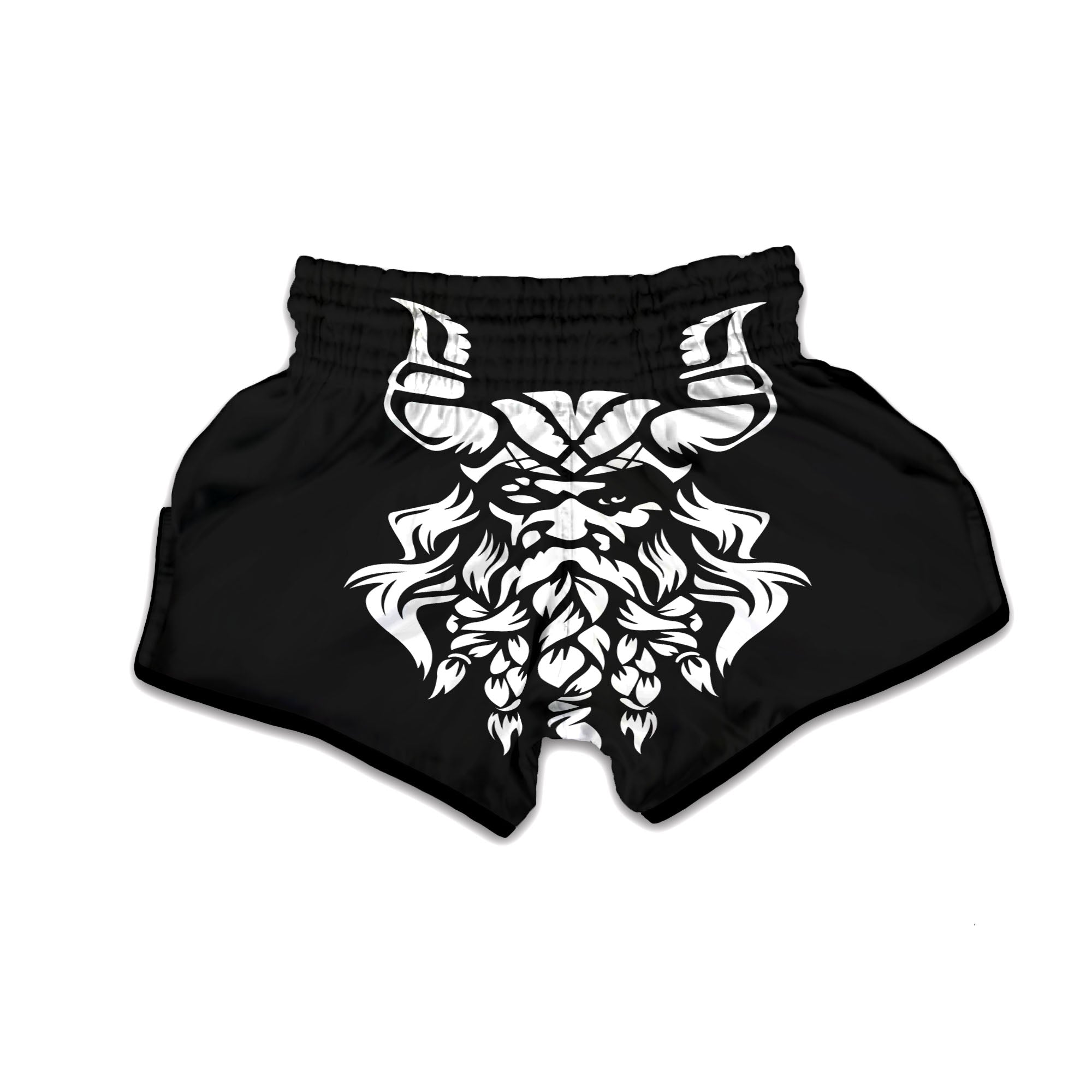 Viking God Odin White And Black Print Muay Thai Boxing Shorts-grizzshop