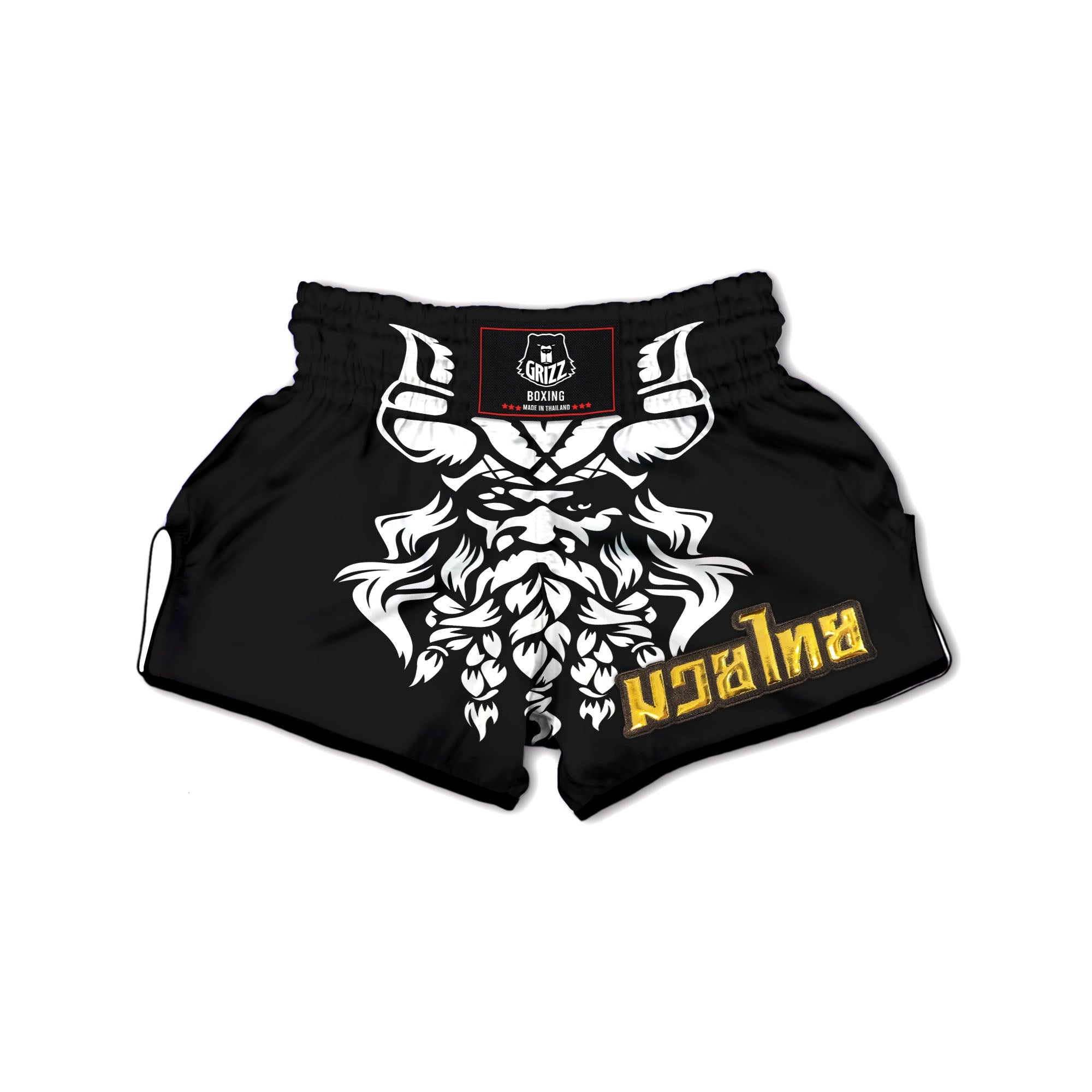 Viking God Odin White And Black Print Muay Thai Boxing Shorts-grizzshop