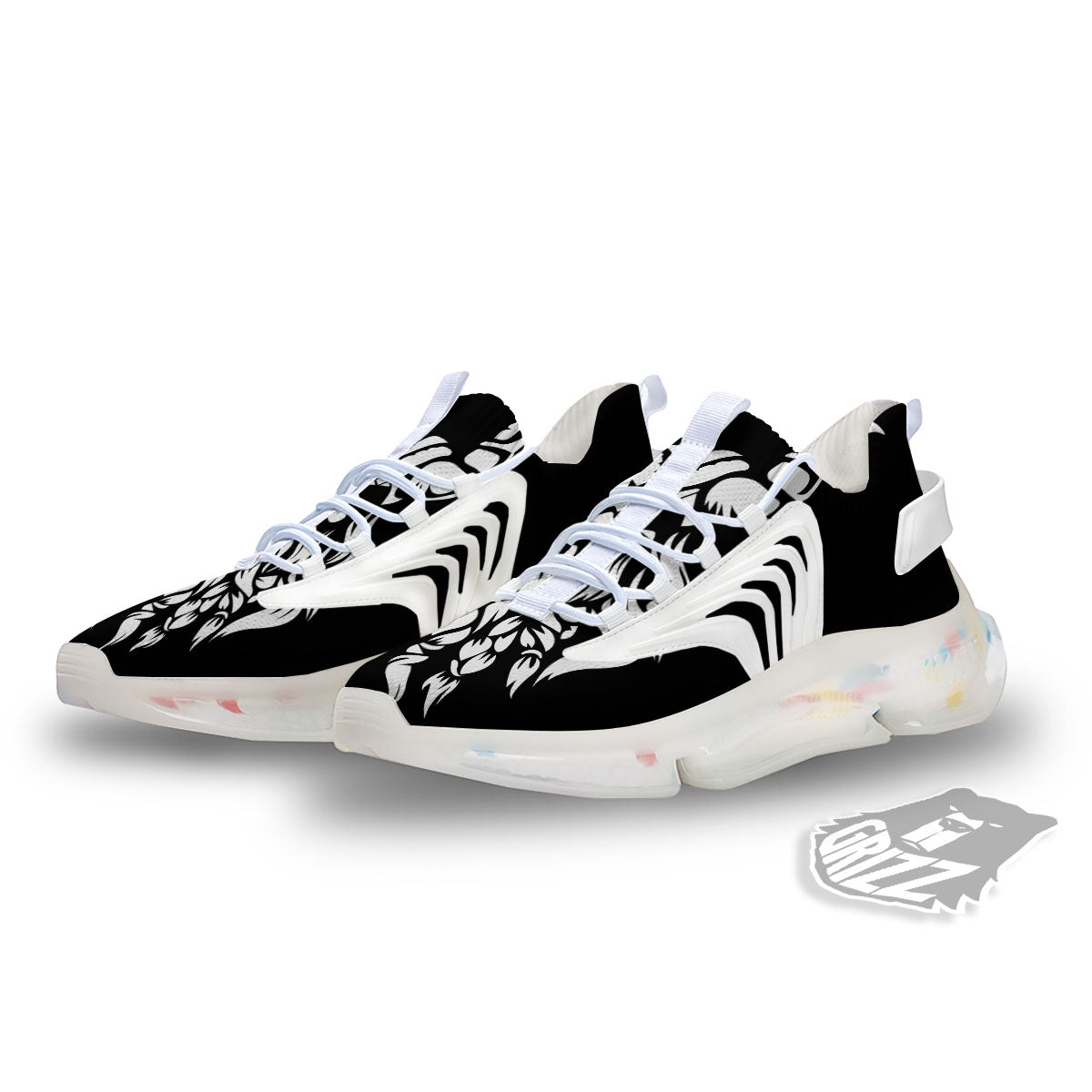 Viking God Odin White And Black Print White Gym Shoes-grizzshop