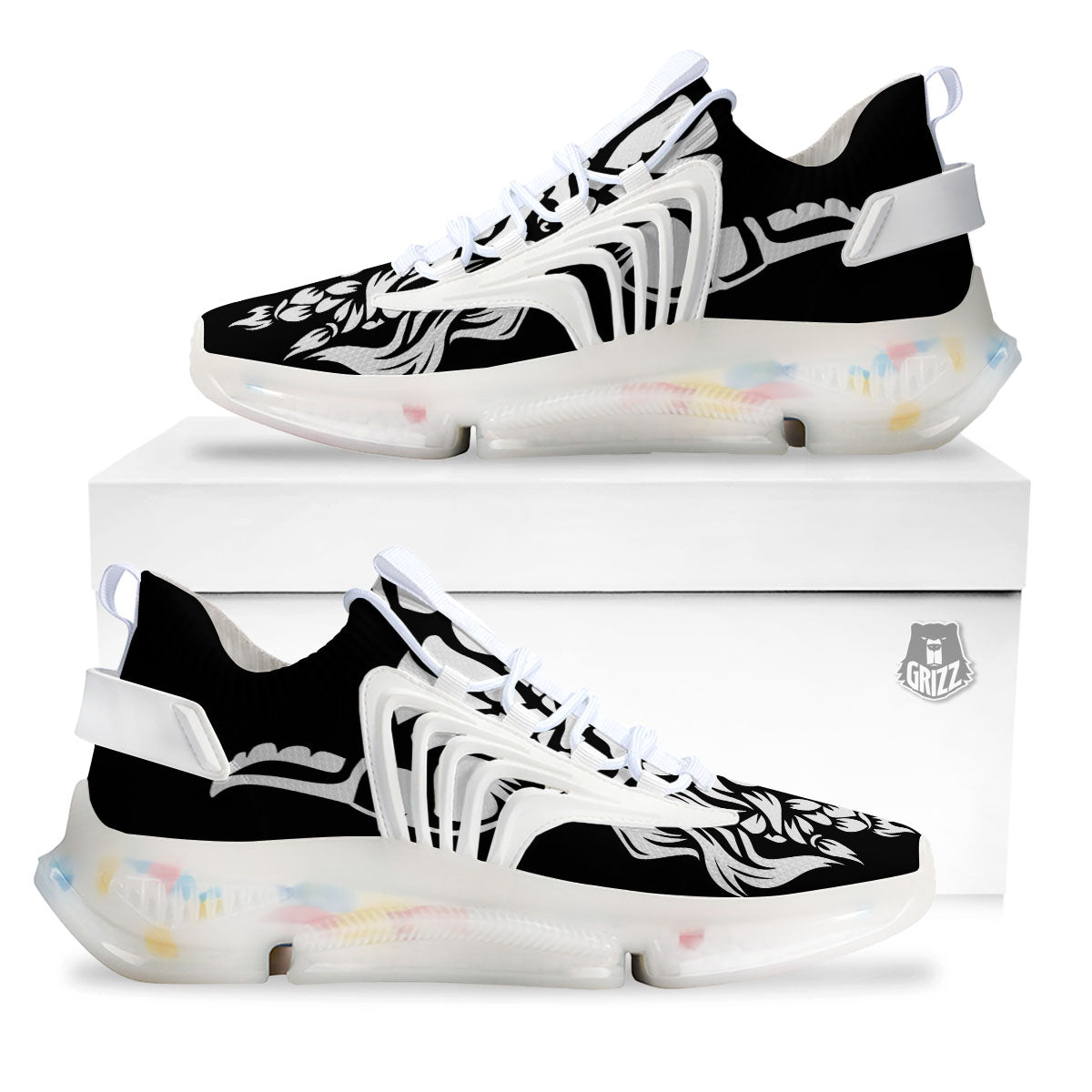 Viking God Odin White And Black Print White Gym Shoes-grizzshop