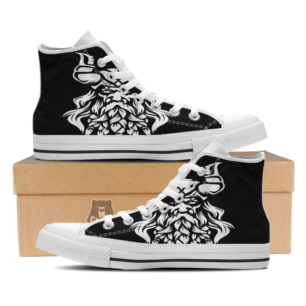 Viking God Odin White And Black Print White High Top Shoes-grizzshop