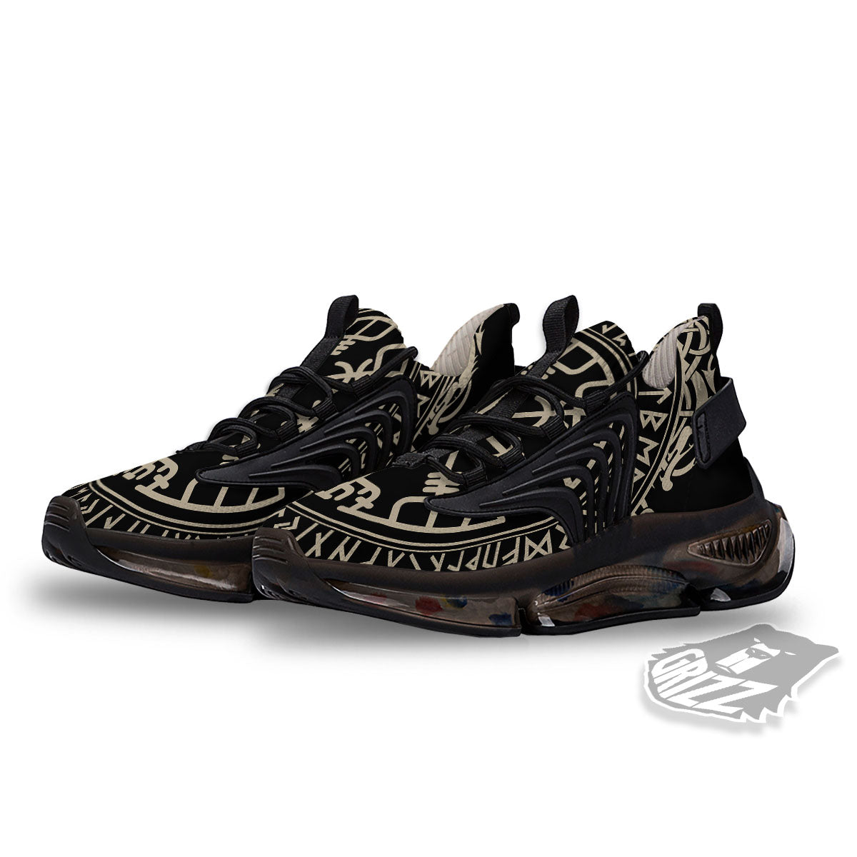 Viking Helm Of Terror Scandinavian Print Black Gym Shoes-grizzshop