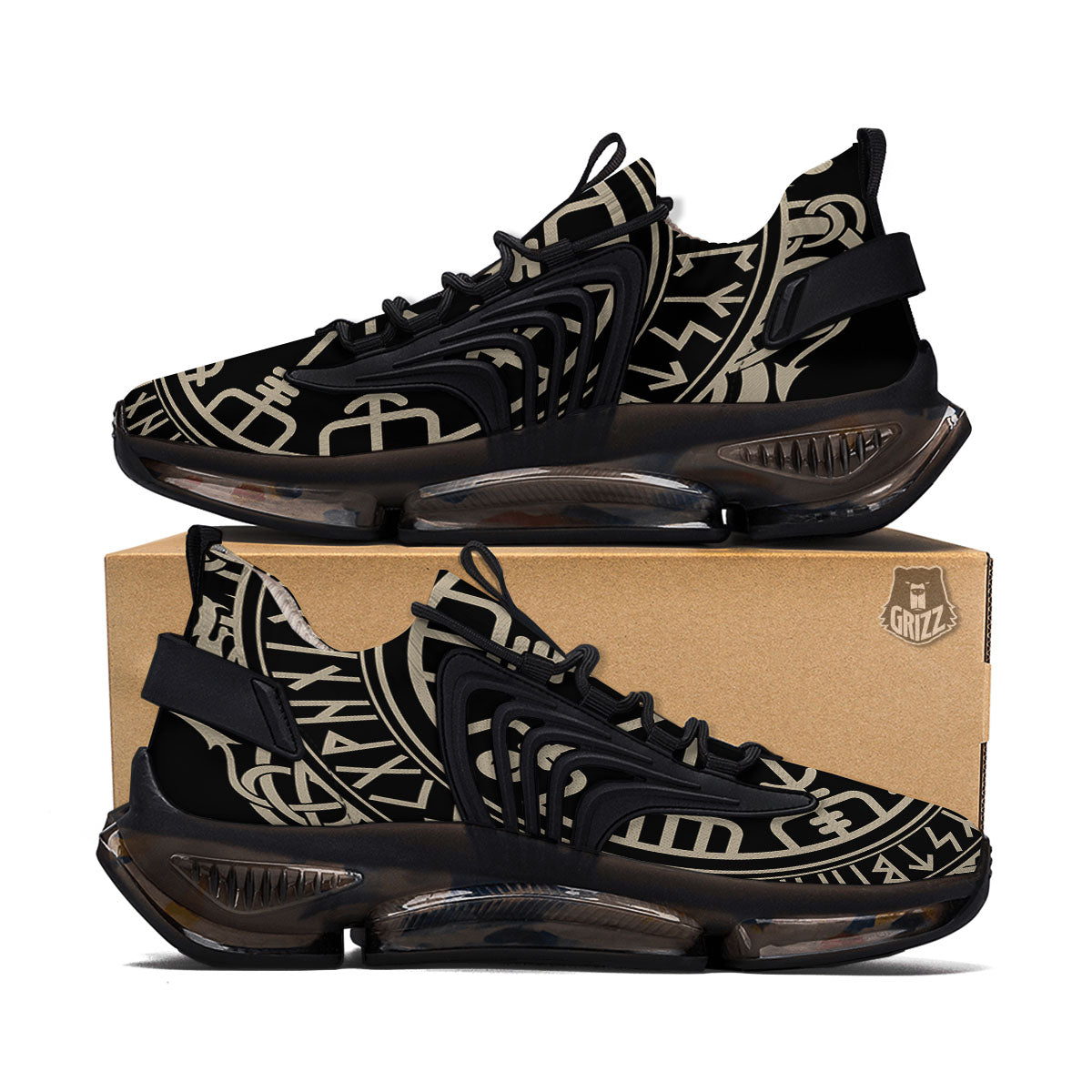 Viking Helm Of Terror Scandinavian Print Black Gym Shoes-grizzshop