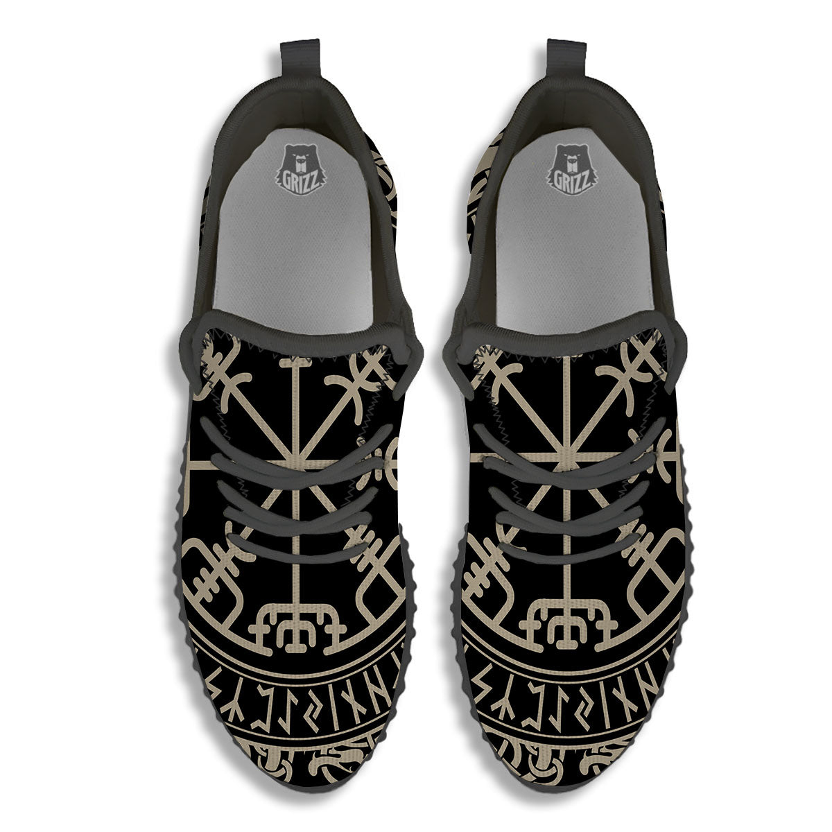 Viking Helm Of Terror Scandinavian Print Black Walking Shoes-grizzshop