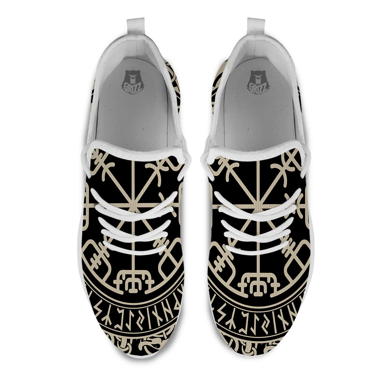 Viking Helm Of Terror Scandinavian Print White Athletic Shoes-grizzshop