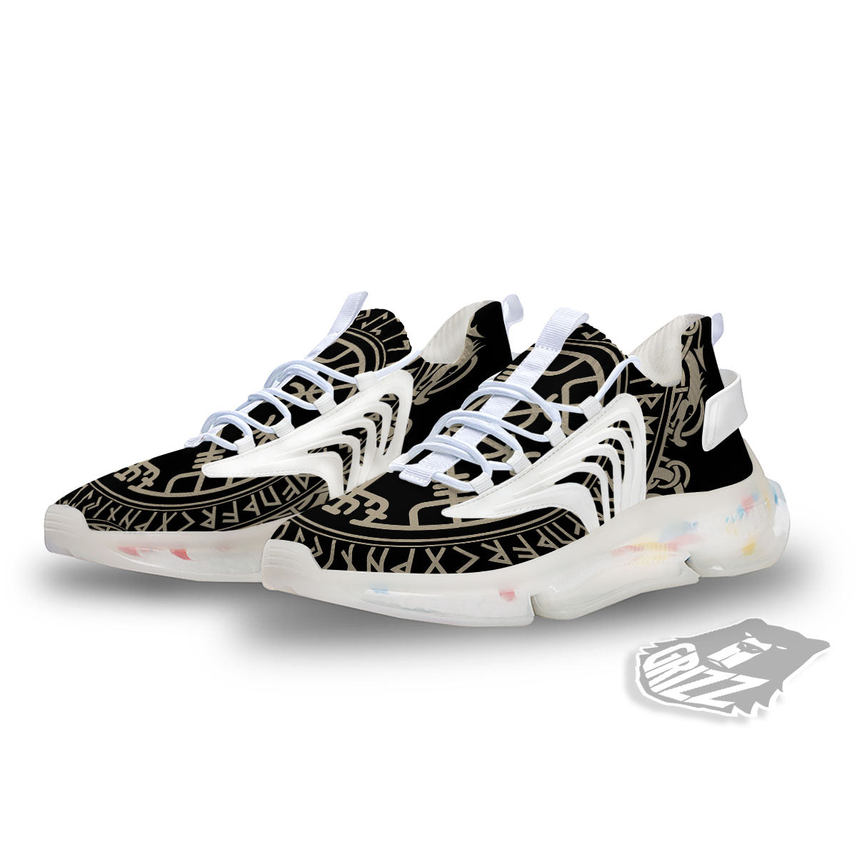 Viking Helm Of Terror Scandinavian Print White Gym Shoes-grizzshop