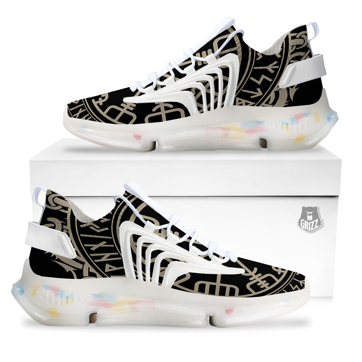 Viking Helm Of Terror Scandinavian Print White Gym Shoes-grizzshop