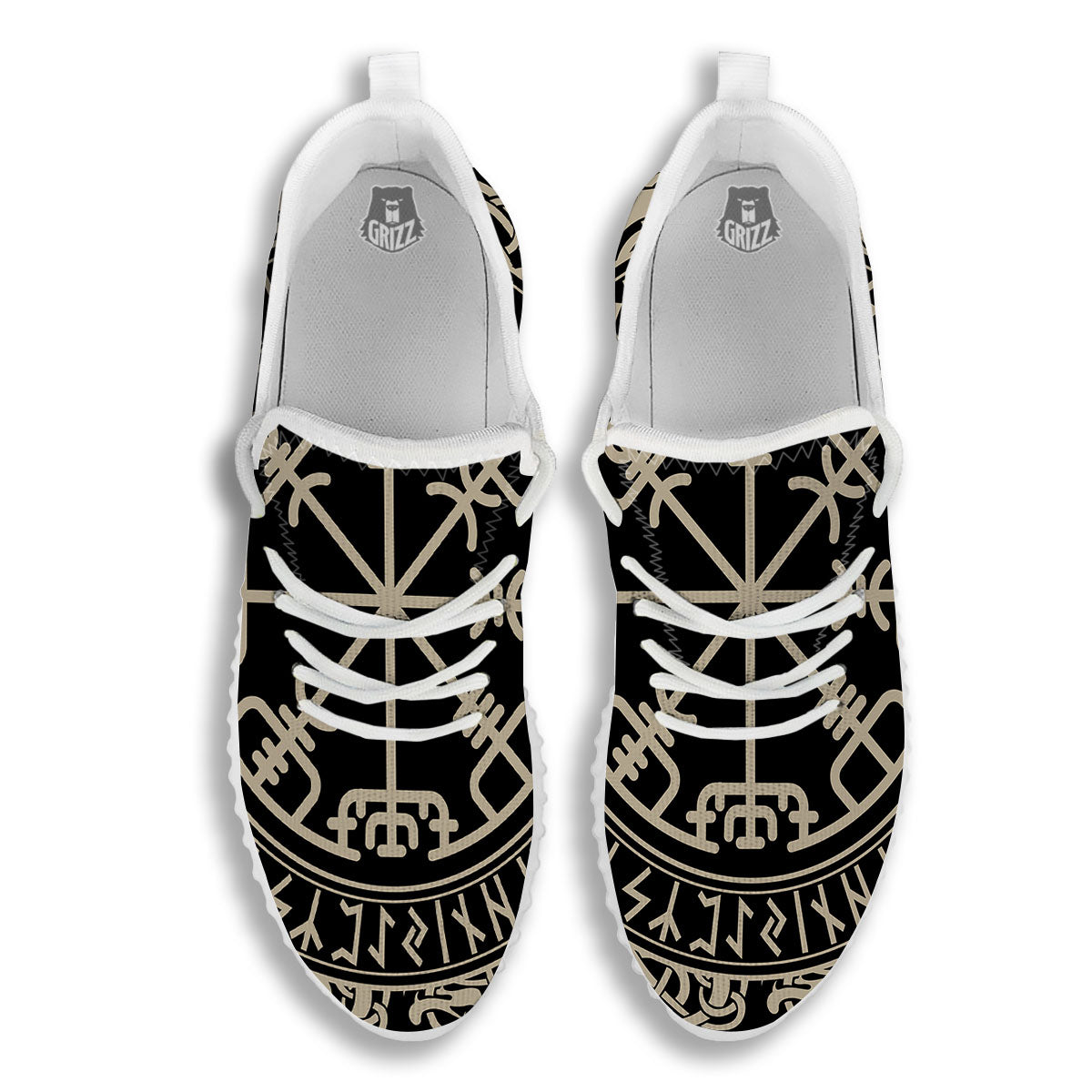 Viking Helm Of Terror Scandinavian Print White Walking Shoes-grizzshop
