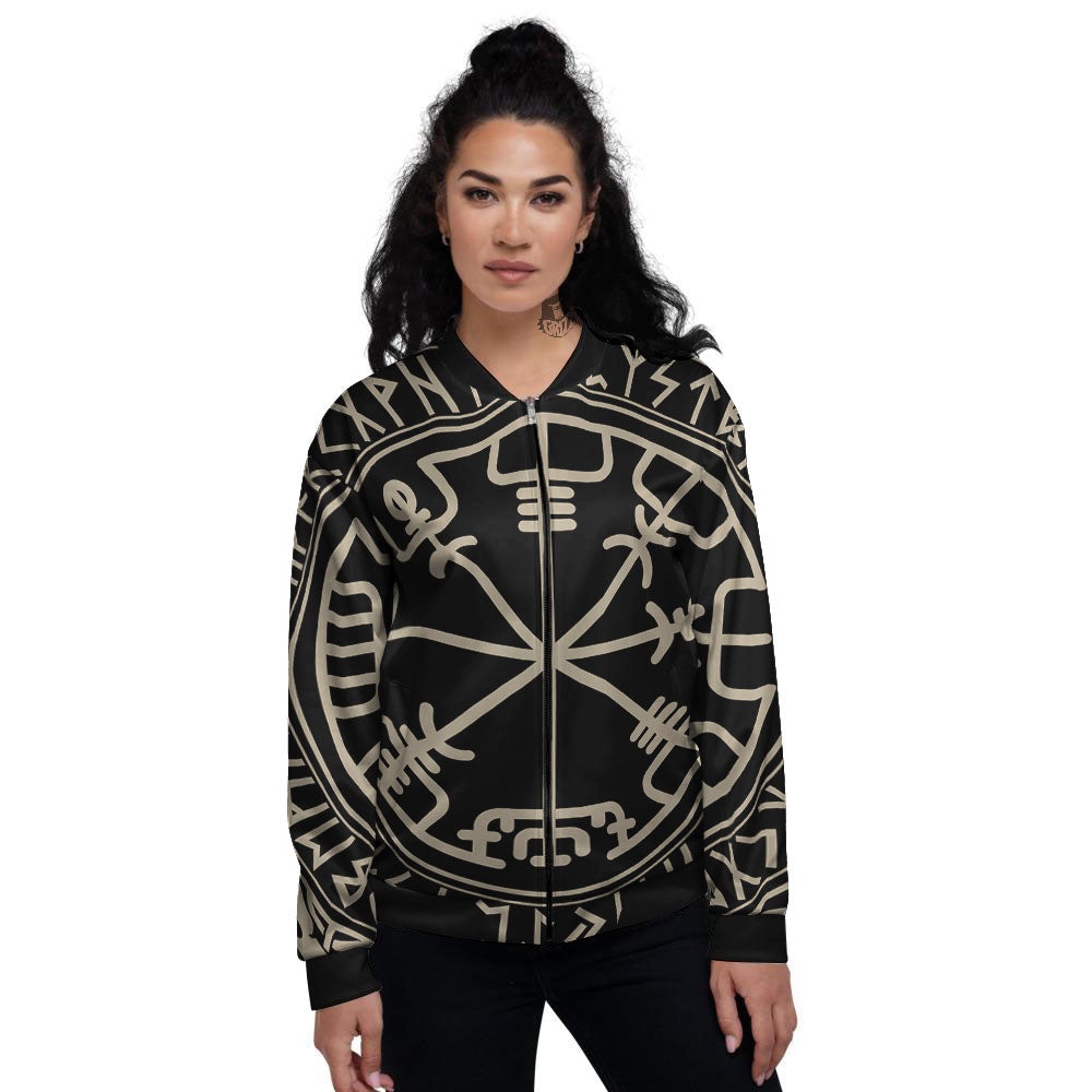 Viking Helm Of Terror Scandinavian Print Women's Bomber Jacket-grizzshop