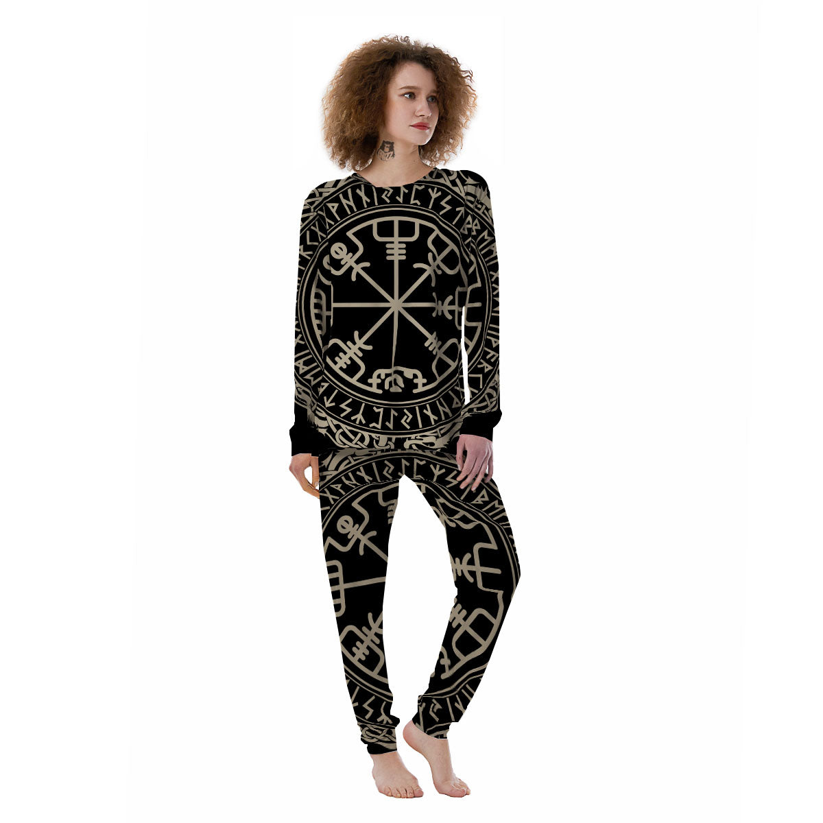 Viking Helm Of Terror Scandinavian Print Women's Pajamas-grizzshop