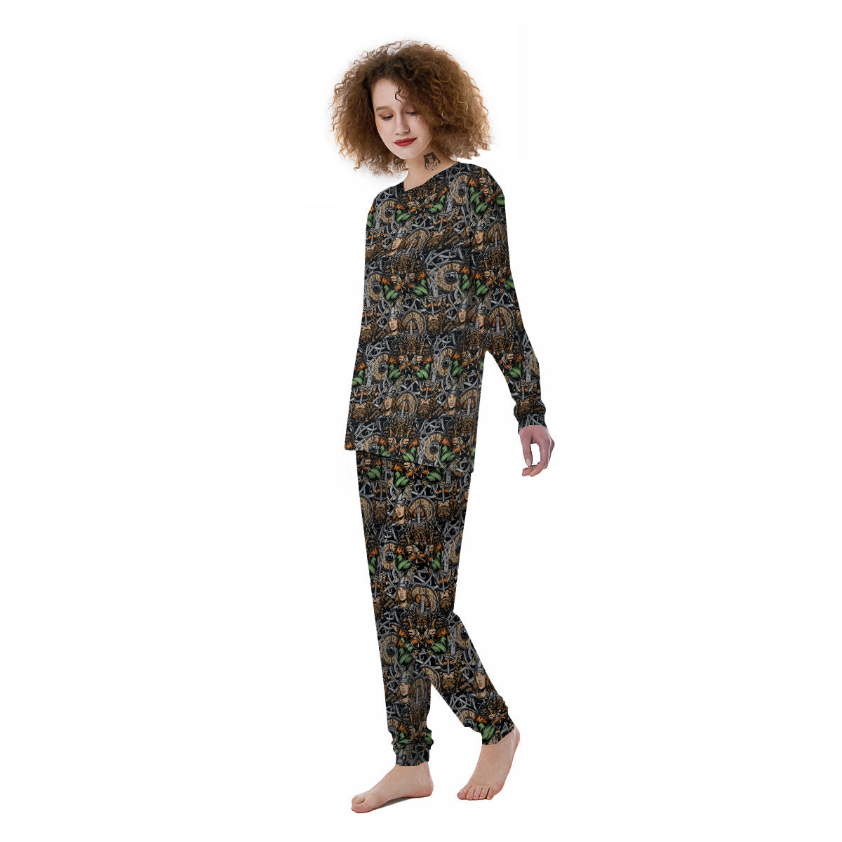 Viking Nordic Warriors Print Pattern Women's Pajamas-grizzshop