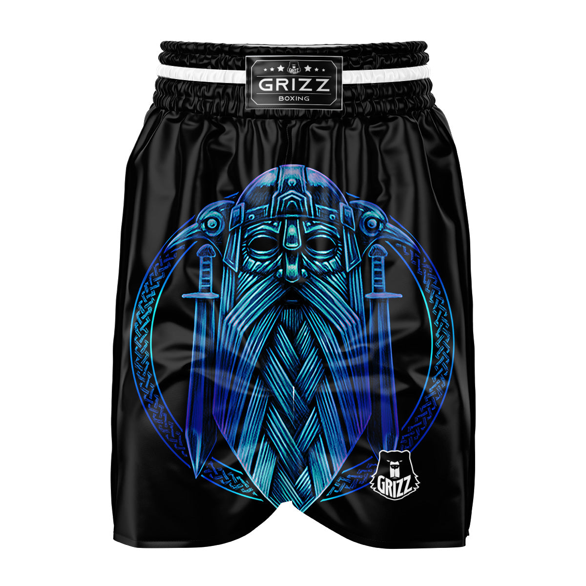 Viking Norse God Odin Blue Print Boxing Shorts-grizzshop