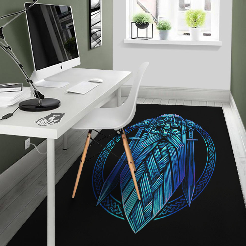 Viking Norse God Odin Blue Print Floor Mat-grizzshop