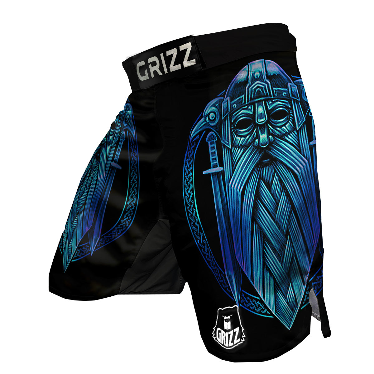Viking Norse God Odin Blue Print MMA Shorts-grizzshop