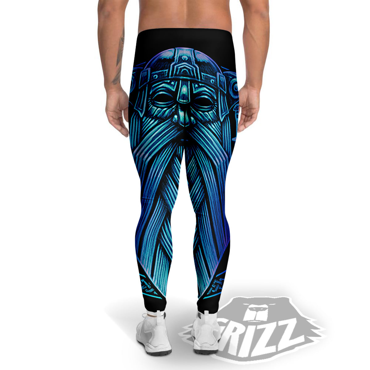 Viking Norse God Odin Blue Print Men's Leggings-grizzshop