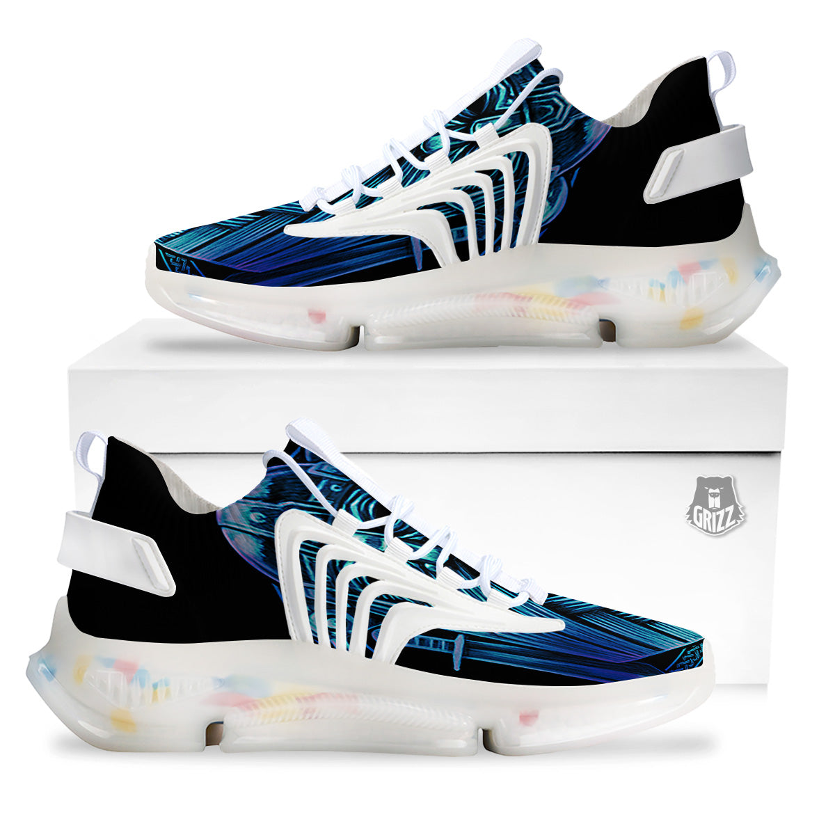 Viking Norse God Odin Blue Print White Gym Shoes-grizzshop