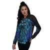 Viking Norse God Odin Blue Print Women's Bomber Jacket-grizzshop