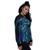 Viking Norse God Odin Blue Print Women's Bomber Jacket-grizzshop