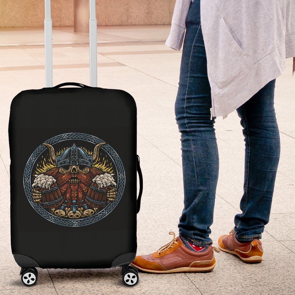 Viking Odin Beer Print Luggage Cover Protector-grizzshop