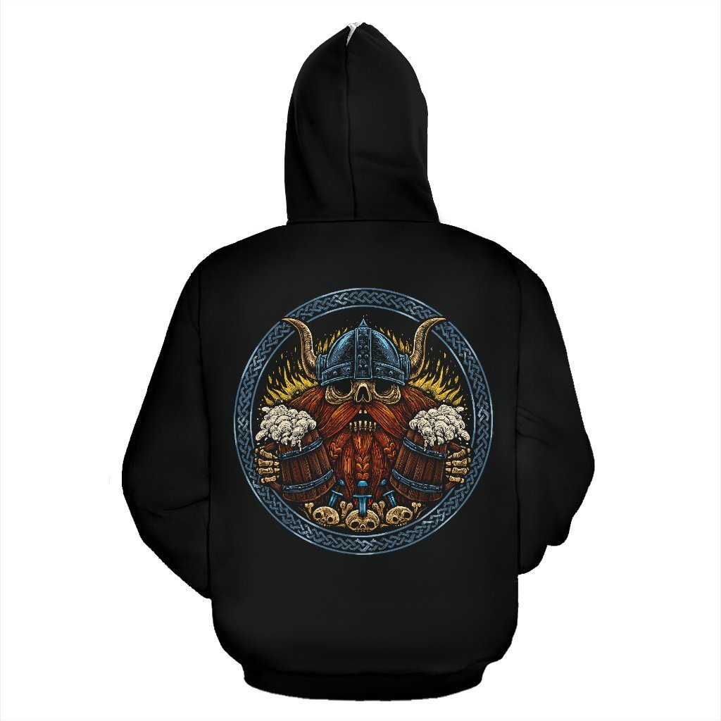 Viking Odin Beer Print Women Men Pullover Hoodie-grizzshop