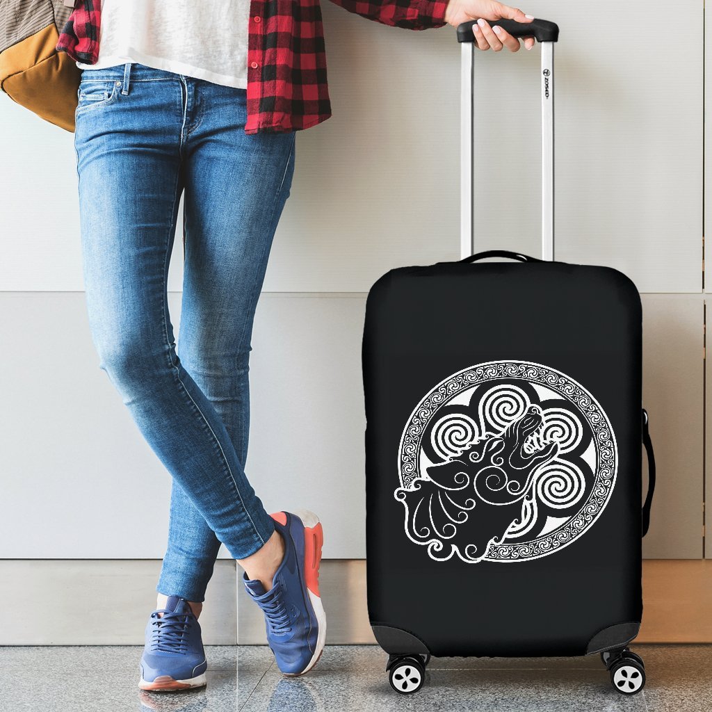 Viking Odin Fenrir Wolf Print Luggage Cover Protector-grizzshop