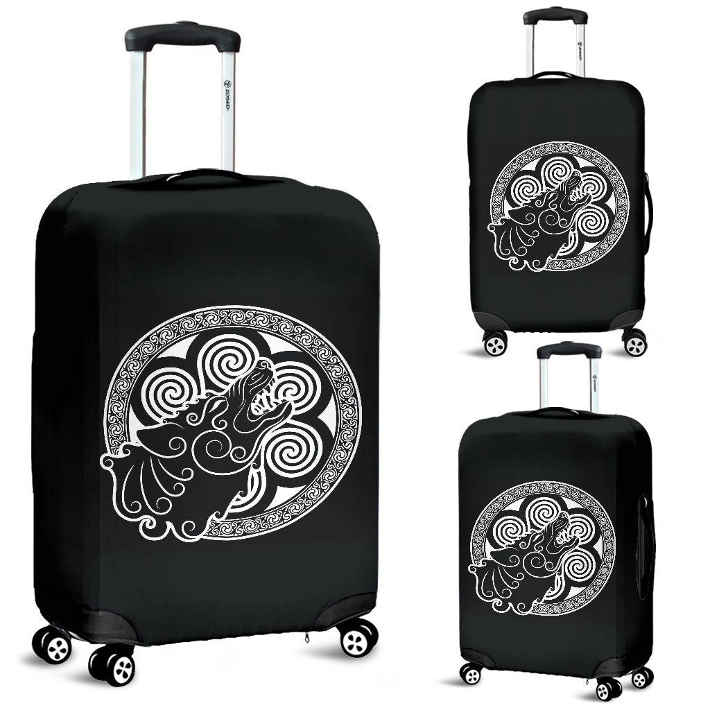 Viking Odin Fenrir Wolf Print Luggage Cover Protector-grizzshop