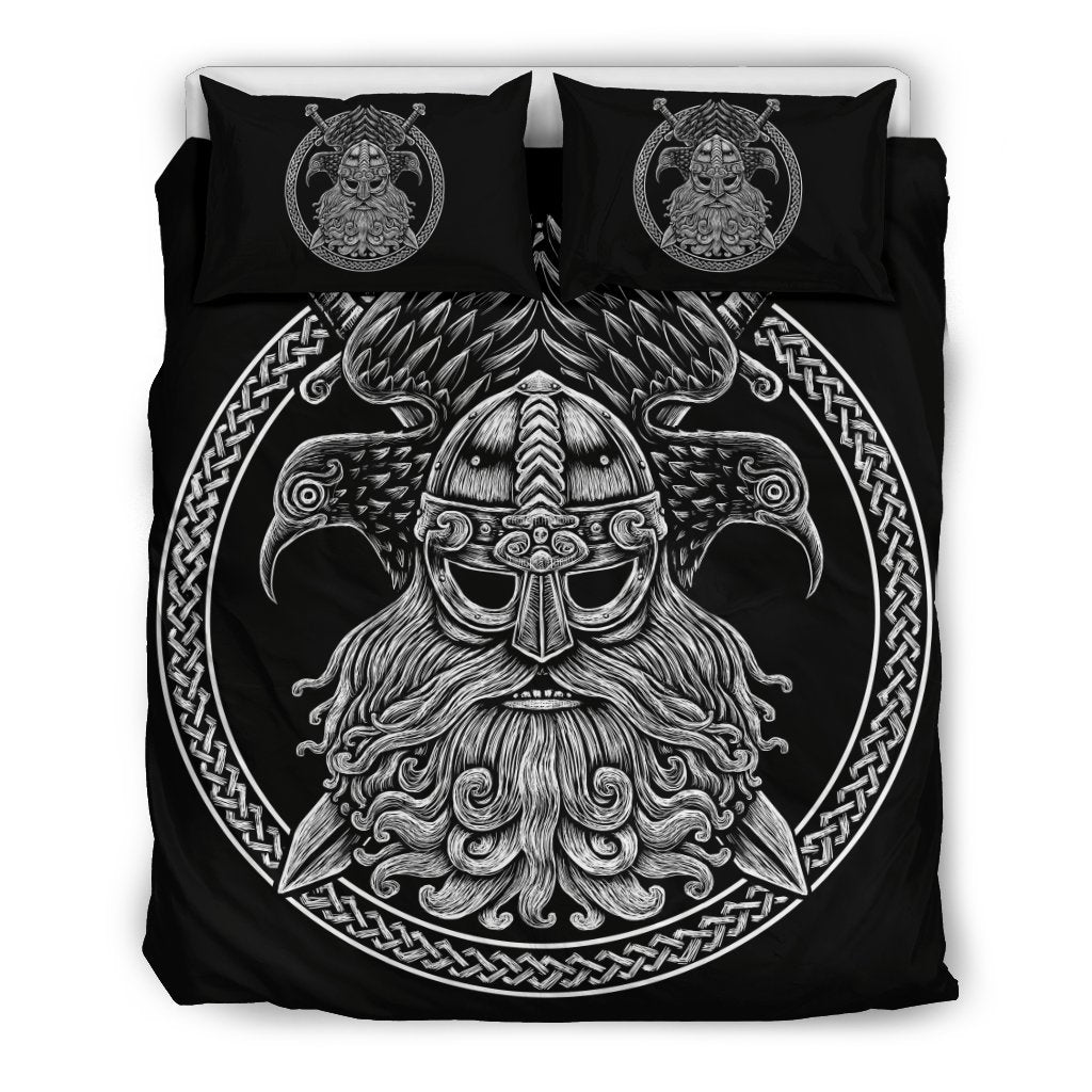 Viking Odin Sword Raven Print Duvet Cover Bedding Set-grizzshop