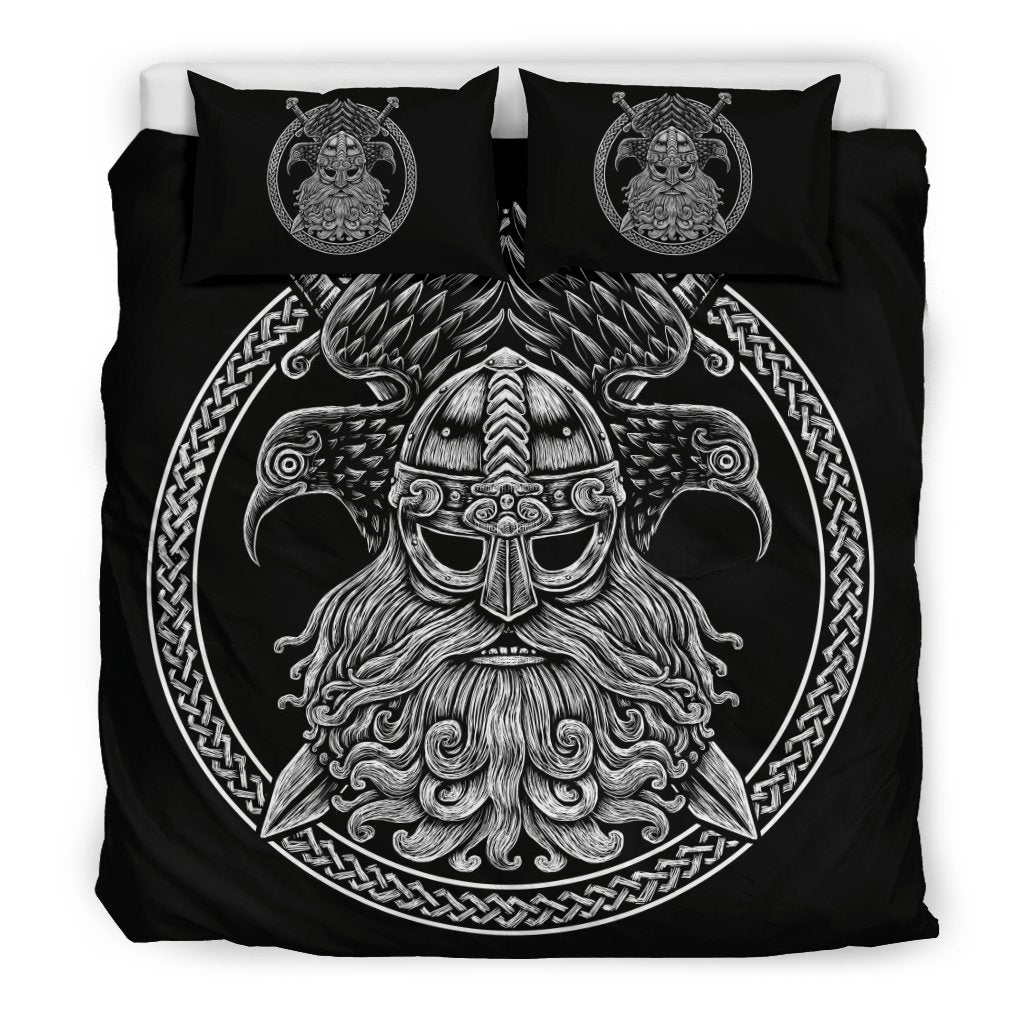 Viking Odin Sword Raven Print Duvet Cover Bedding Set-grizzshop