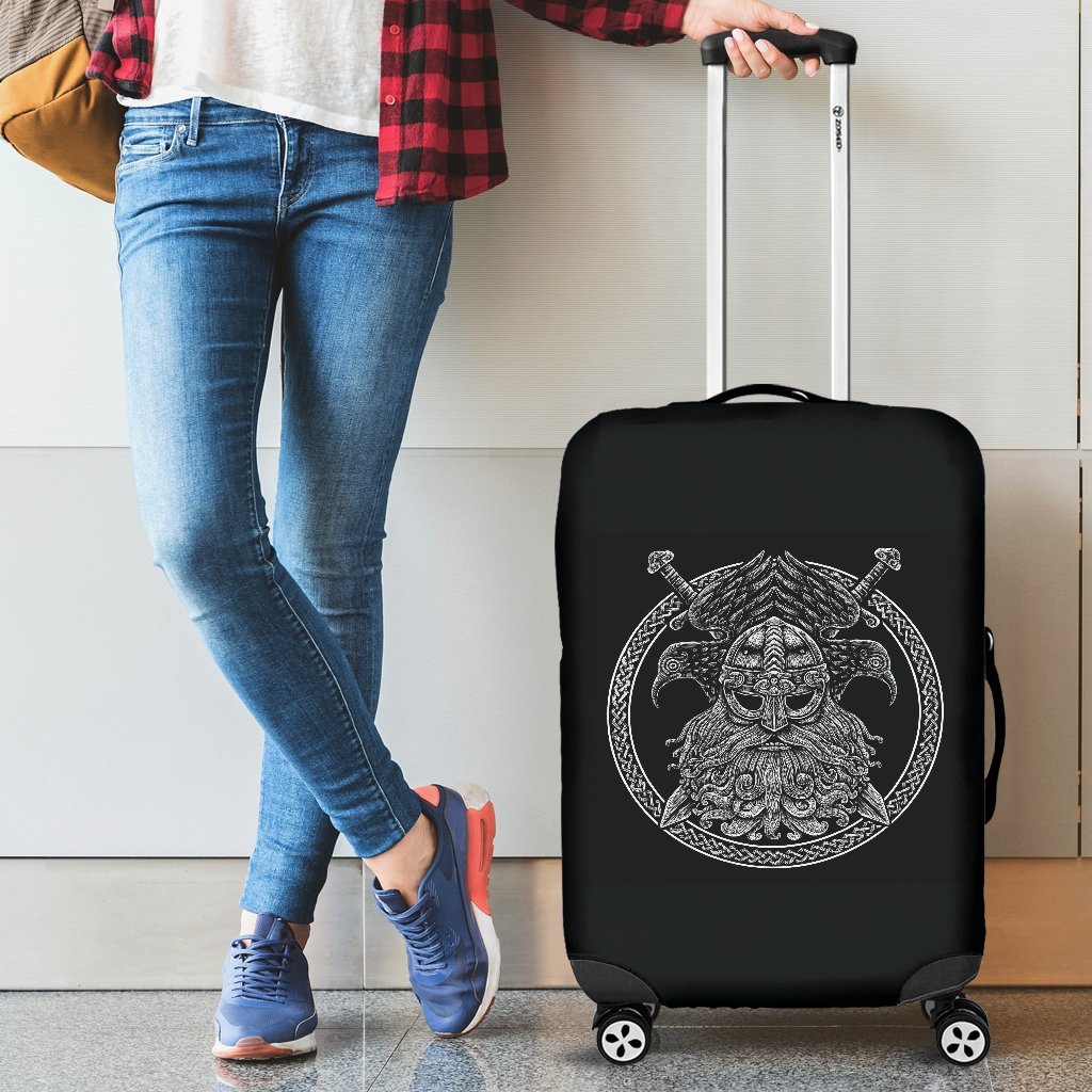 Viking Odin Sword Raven Print Luggage Cover Protector-grizzshop