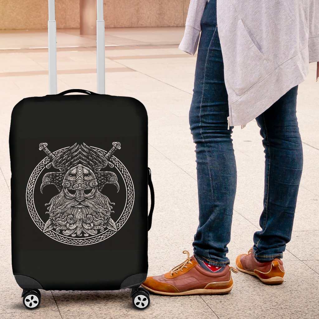 Viking Odin Sword Raven Print Luggage Cover Protector-grizzshop