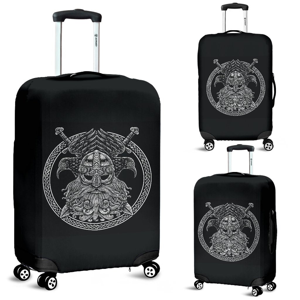 Viking Odin Sword Raven Print Luggage Cover Protector-grizzshop