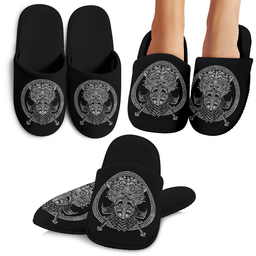 Viking Odin Sword Raven Print Premium Home Slippers-grizzshop