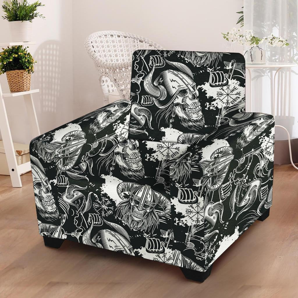 Viking Skull Armchair Cover-grizzshop