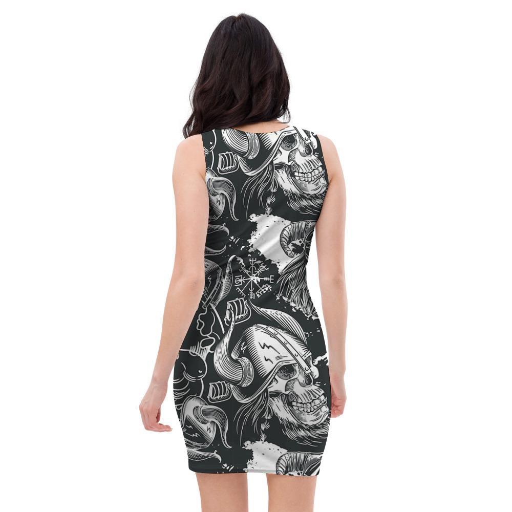 Viking Skull Bodycon Dress-grizzshop