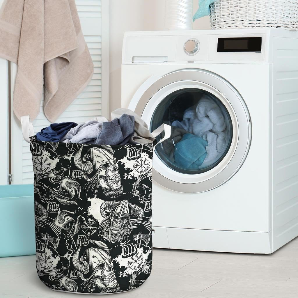 Viking Skull Laundry Basket-grizzshop