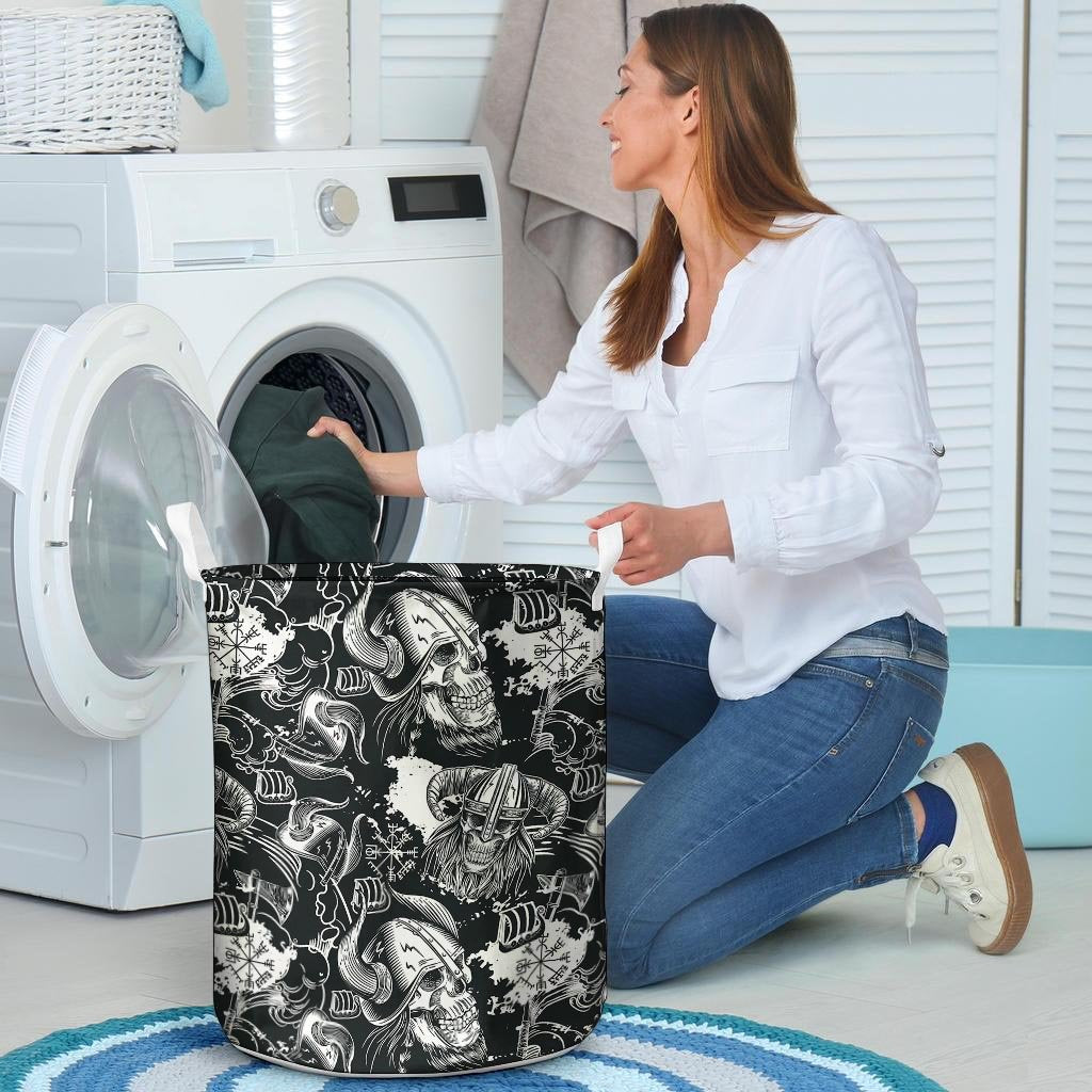 Viking Skull Laundry Basket-grizzshop