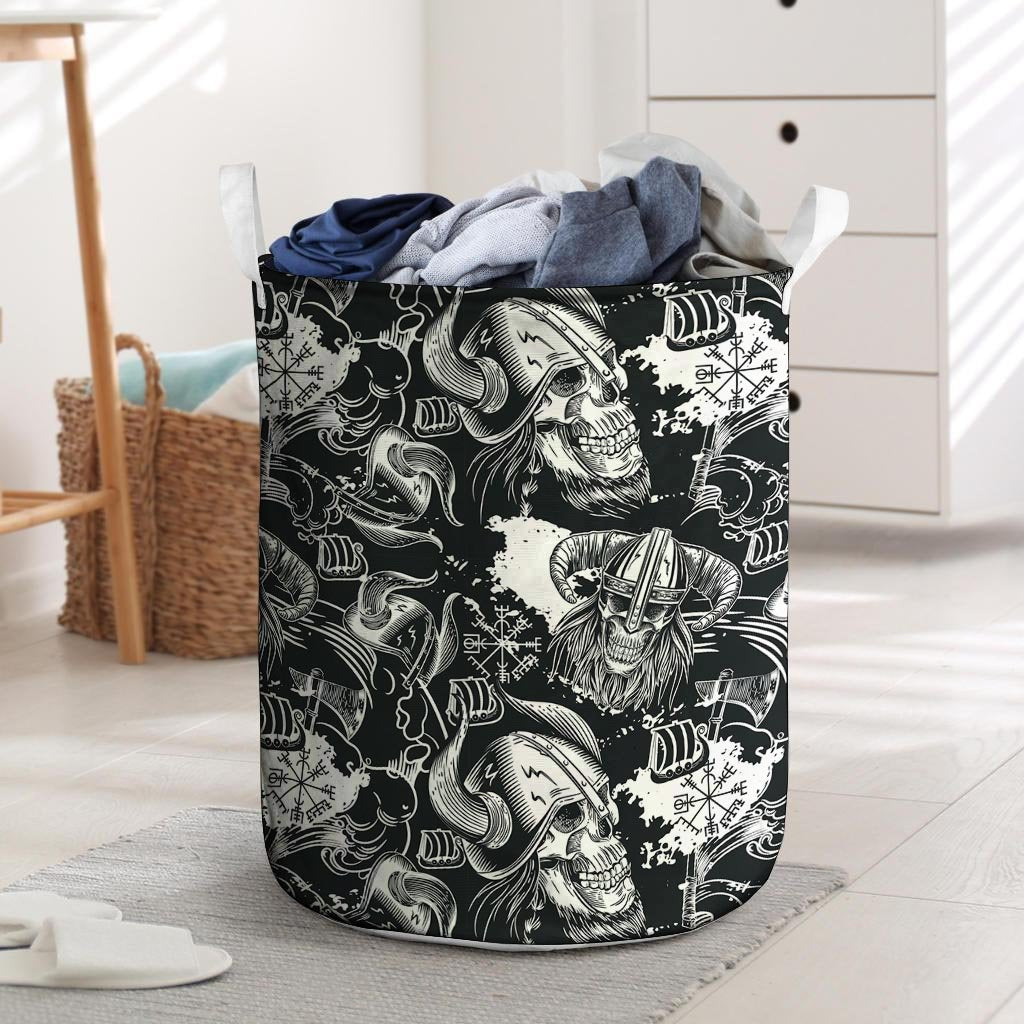 Viking Skull Laundry Basket-grizzshop